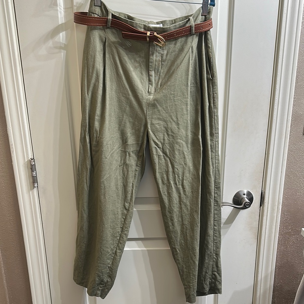 Zara Green Straight Leg Pants